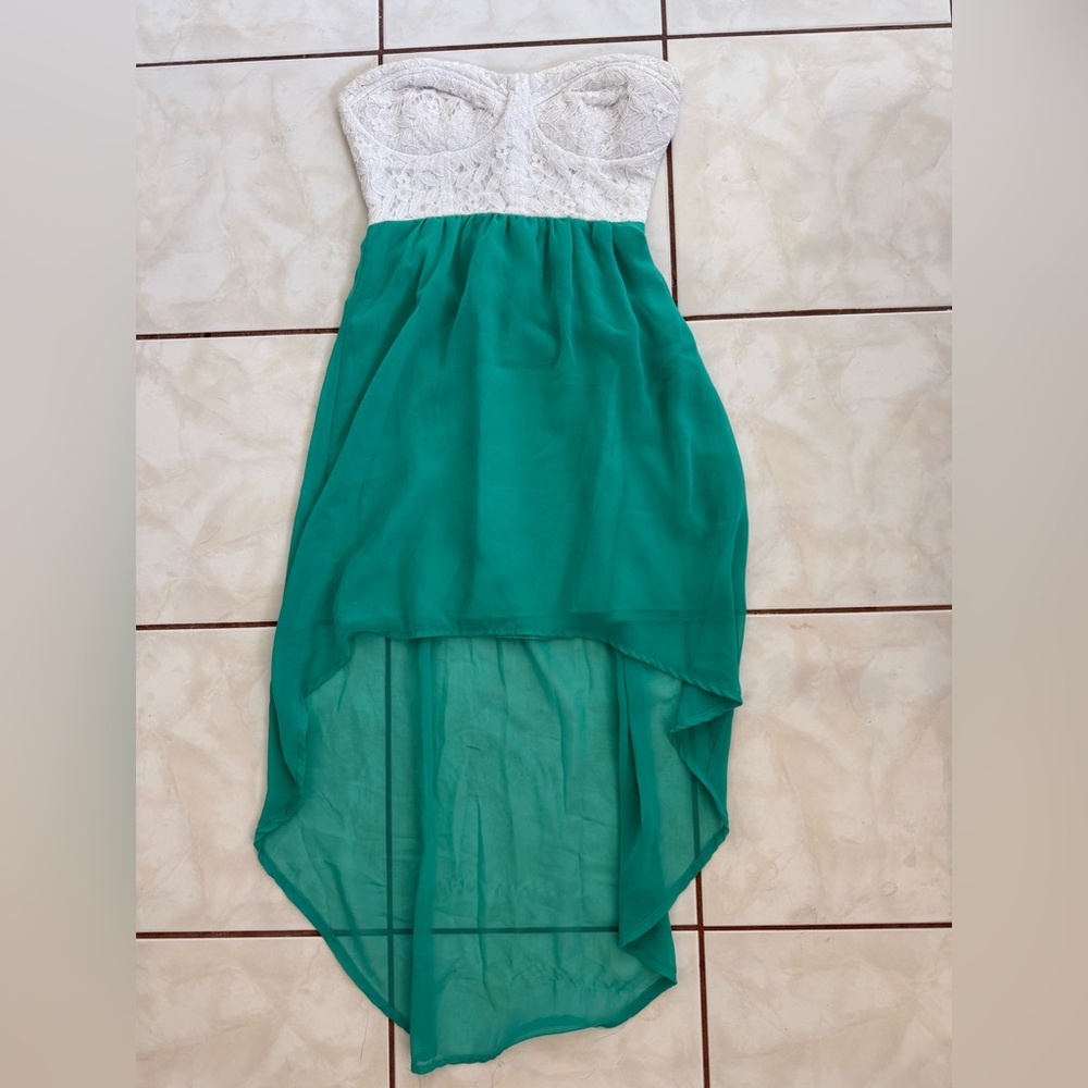 Bebe White and Teal Dress